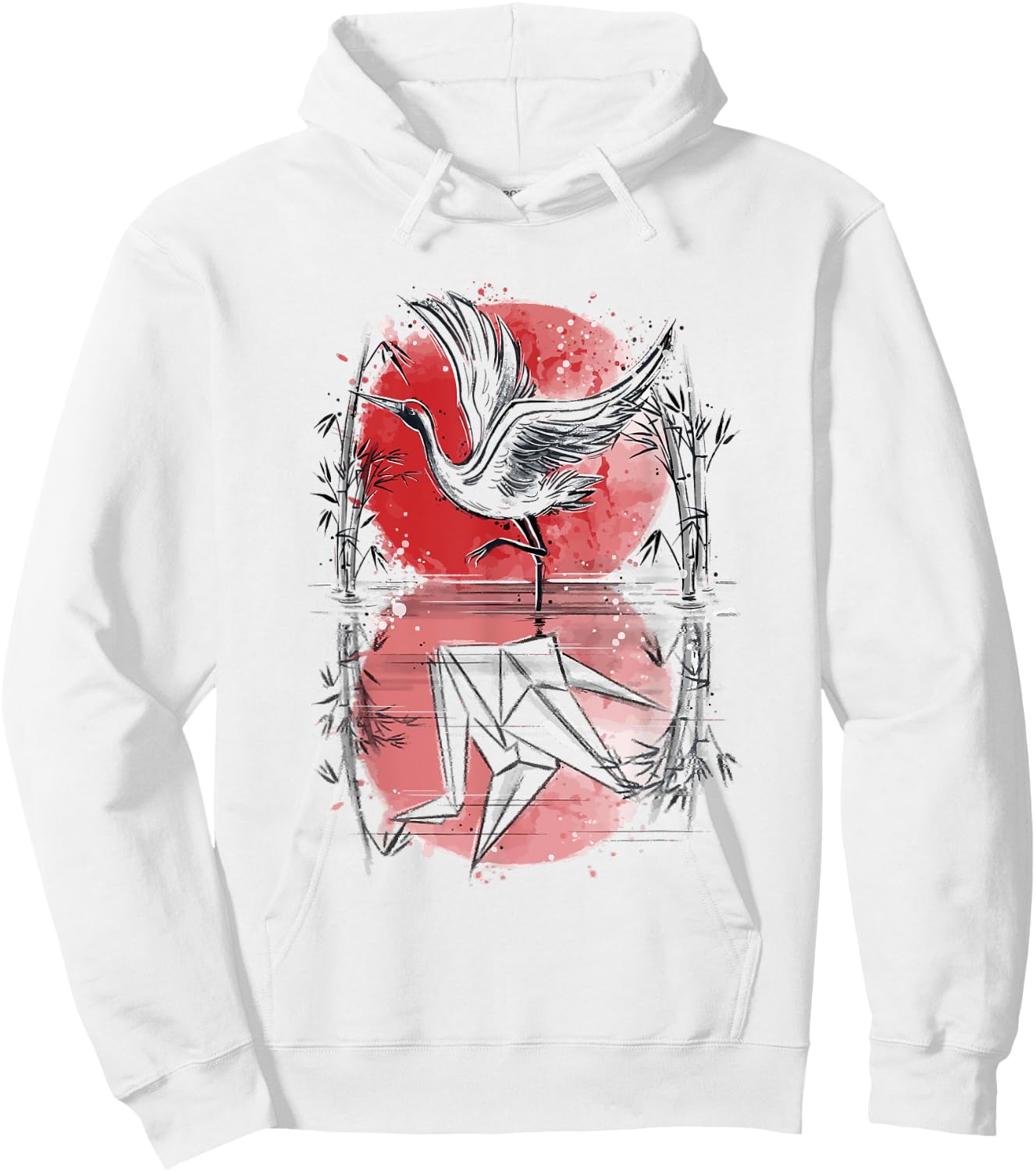 Peace Origami Crane Japanese crane flying Hoodie - Hoodie | White
