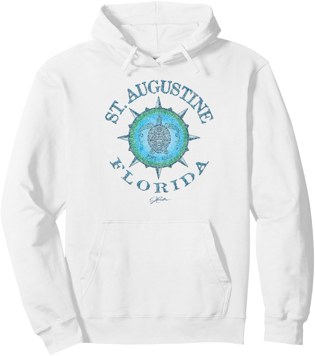 JCombs: St. Augustine, FL, Sea Turtle on Windrose Hoodie - Hoodie | White