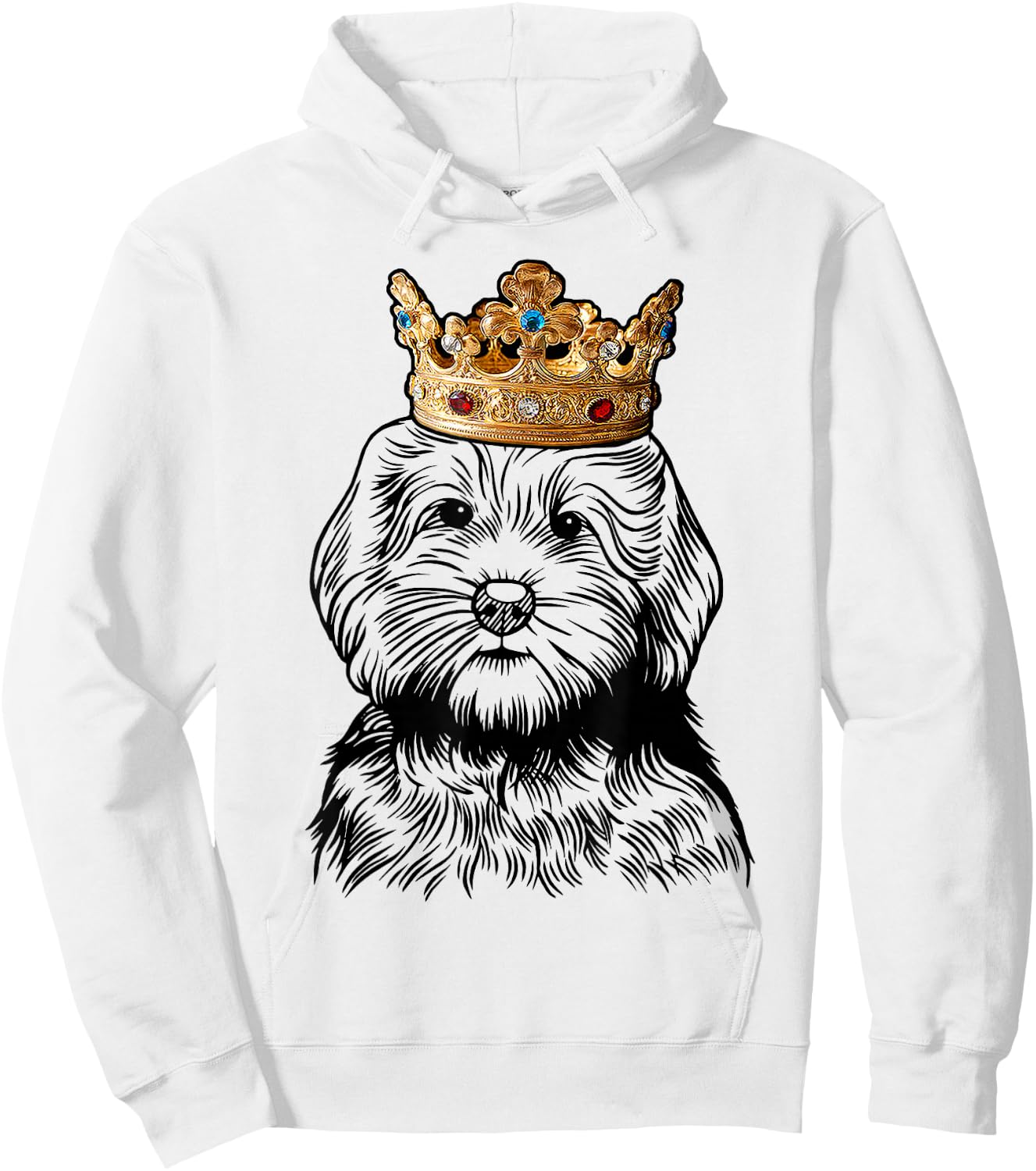 Goldendoodle Dog Wearing Crown Hoodie - Hoodie | White
