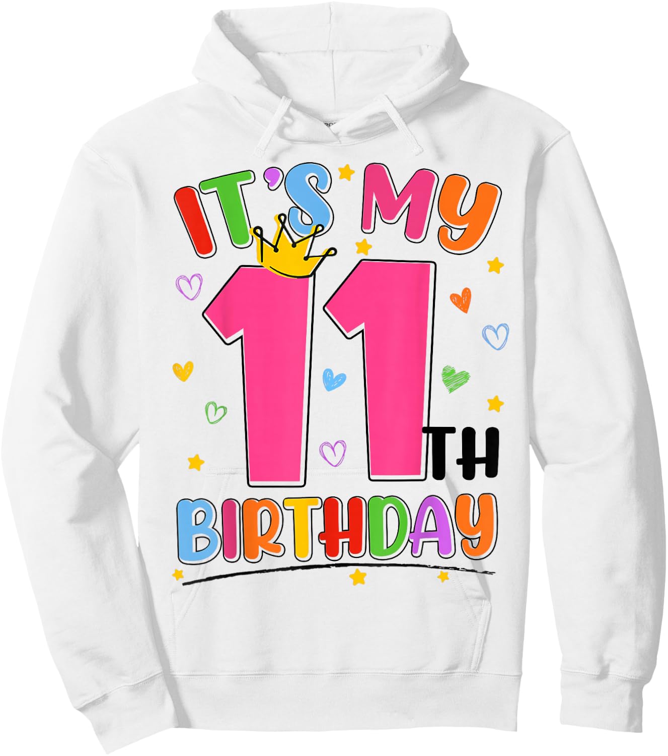 It's My 11th Birthday Party Teens Girls 11 Year Old Bday Hoodie - Hoodie | White