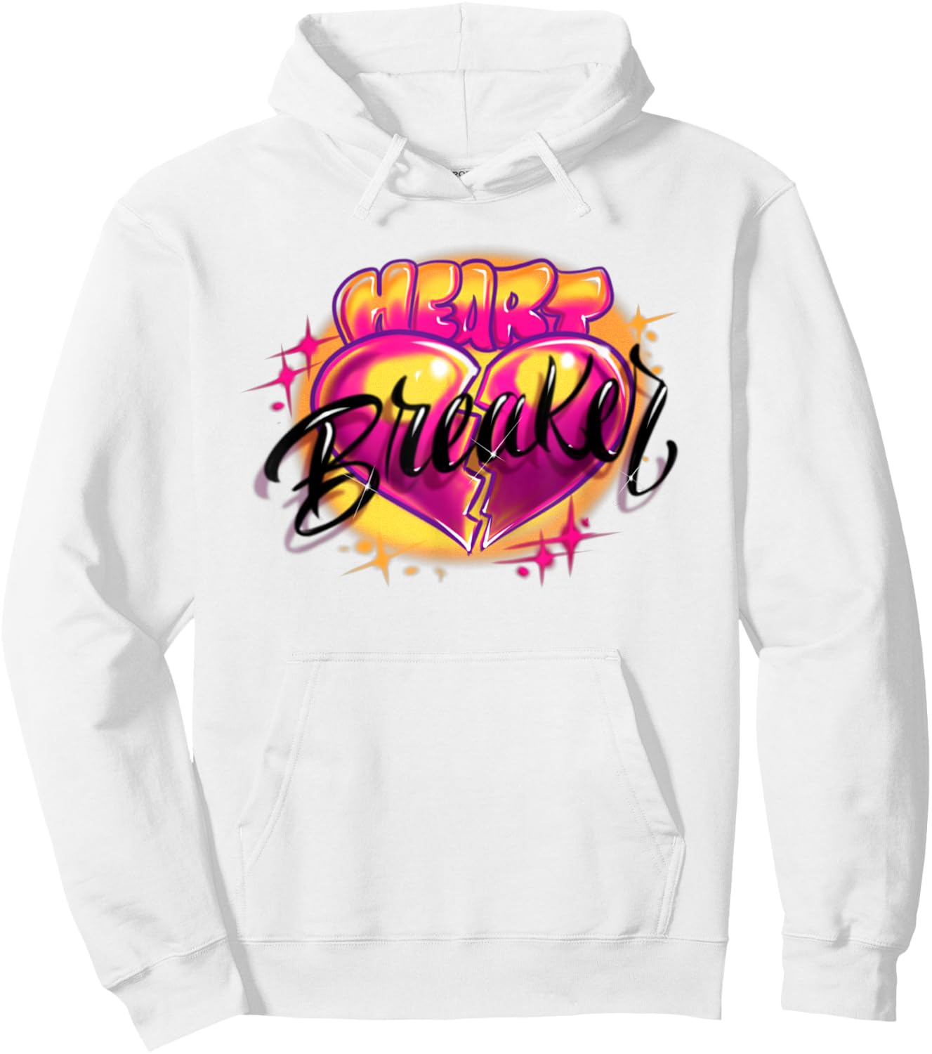 Classic Airbrush Style Illustration Pink Swirls, Heart Hoodie - Hoodie | White
