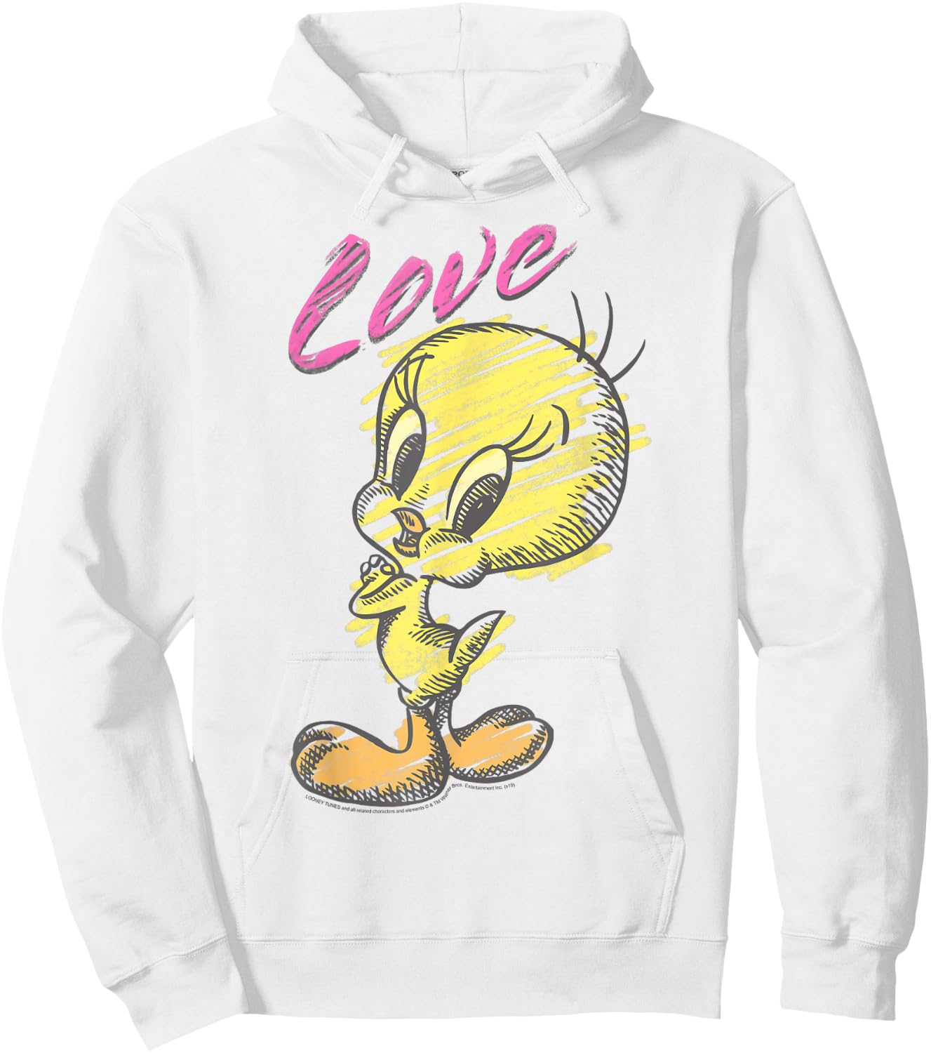 Looney Tunes Tweety Bird Love Sketch Hoodie - Hoodie | White