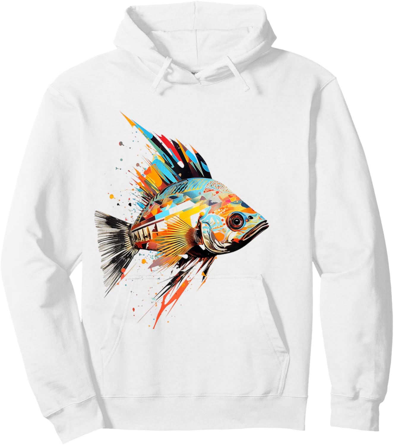 Fish Animal Abstract Zoo Colorful Art Painting Fish Hoodie - Hoodie | White
