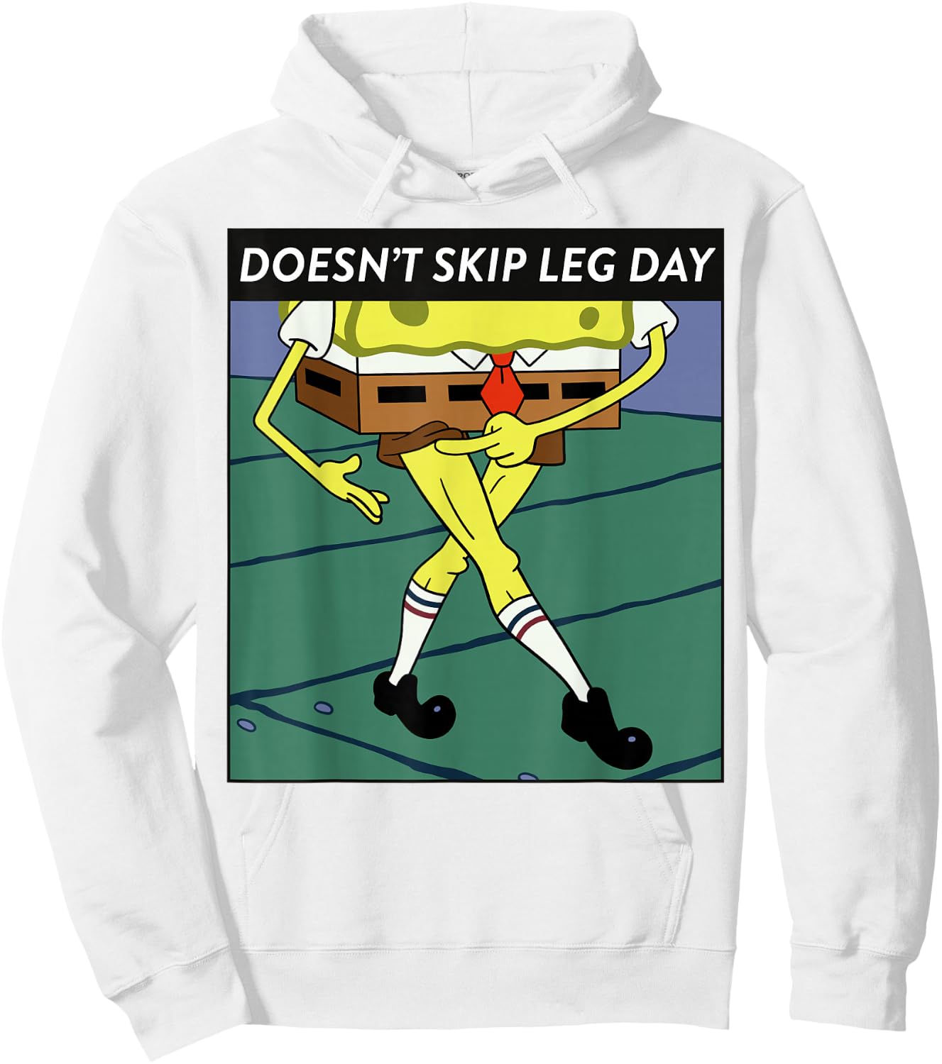 SpongeBob SquarePants Doesn't Skip Leg Day Meme Hoodie - Hoodie | White