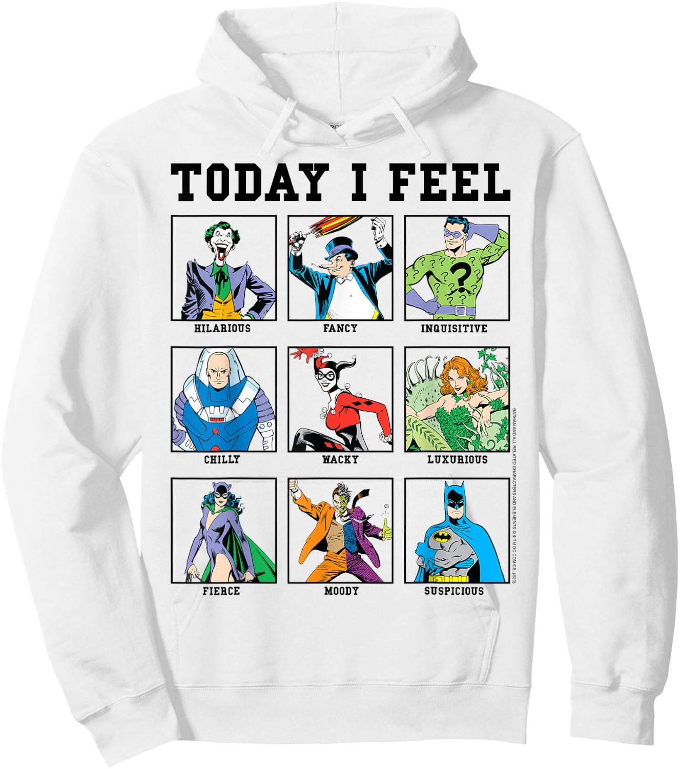 DC Comics Batman Villains Today I Feel Emotional Box Up Small Hoodie - Hoodie | White