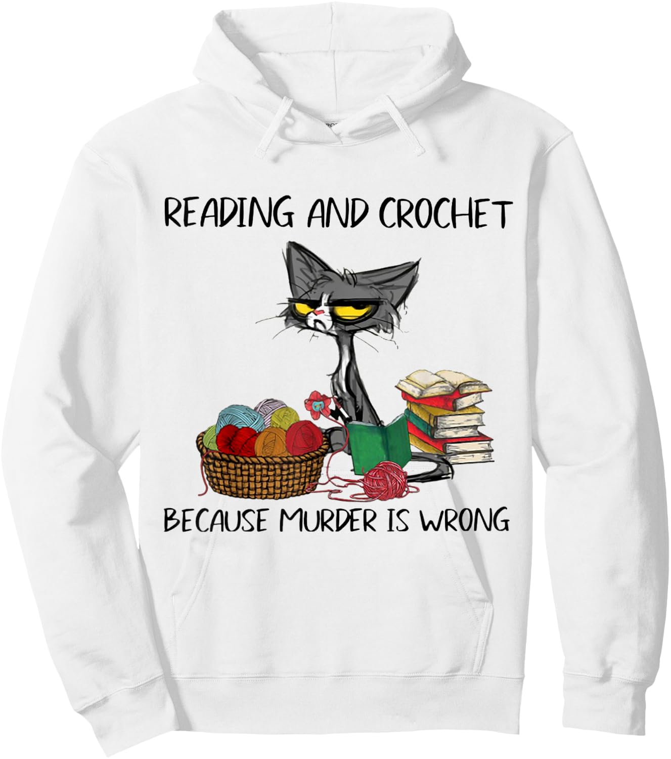 Reading And Crochet Because Murder Is Wrong Reading Crochet Hoodie - Hoodie | White