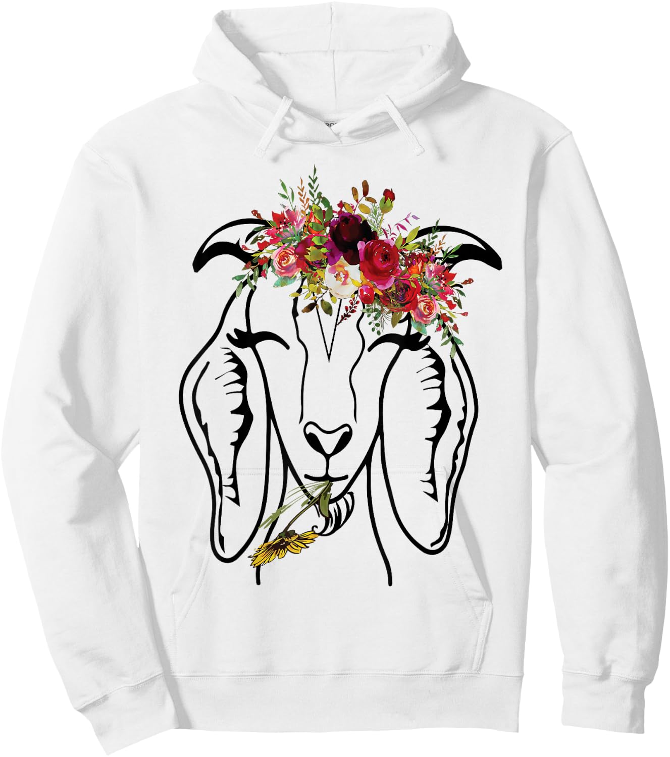 Goats Floral Bandana Headband - Farm Animal Goat Graphics Hoodie - Hoodie | White