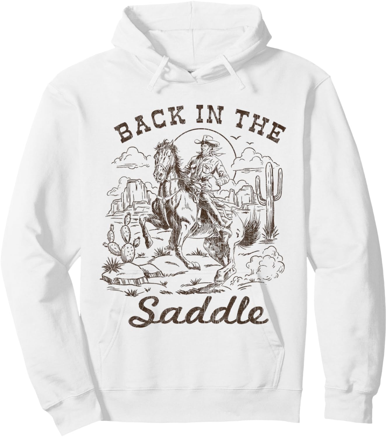 Back in the Saddle Western Retro Vintage Rodeo Horse Riding Hoodie - Hoodie | White