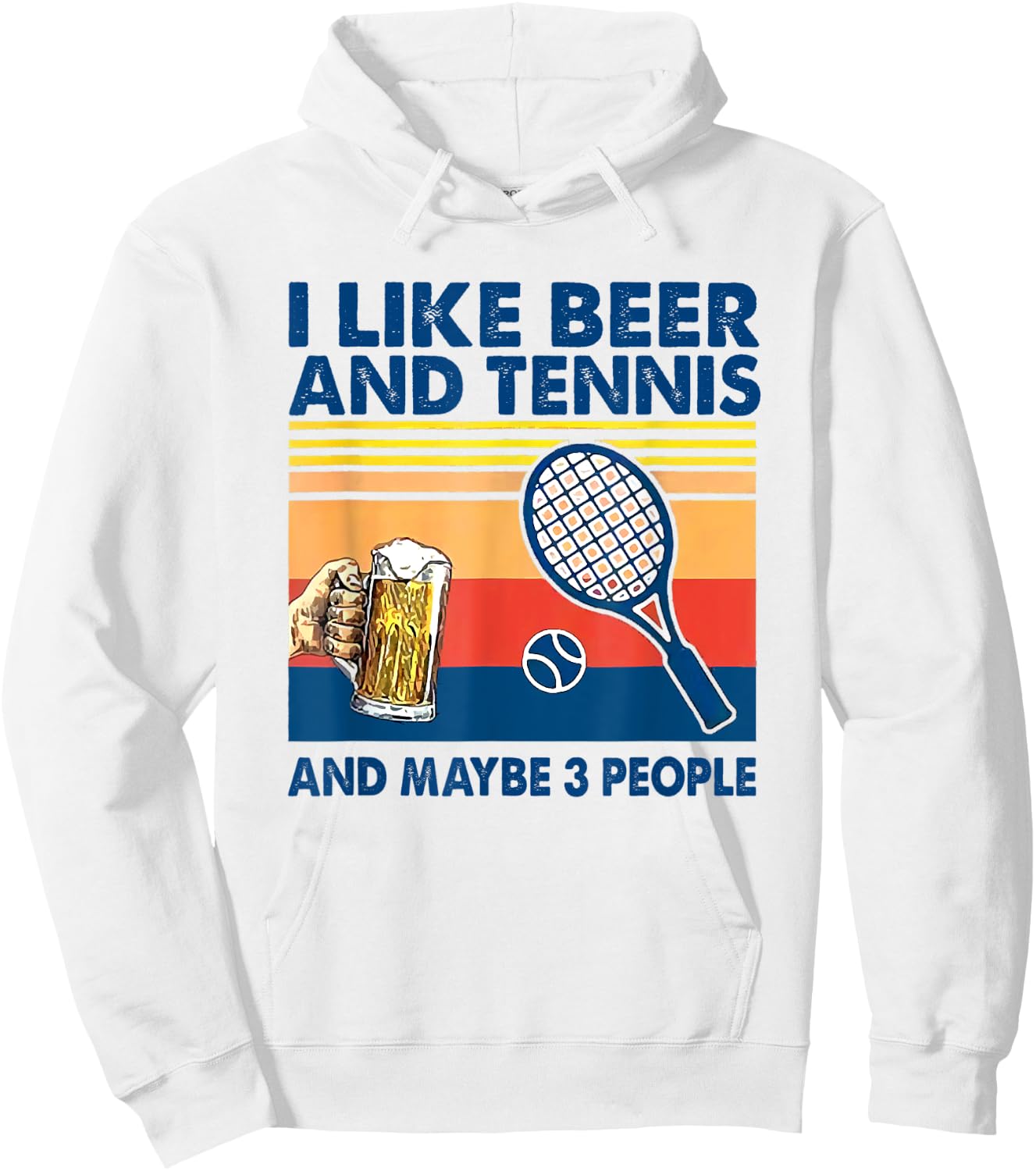 I like beer and tennis maybe 3 people vintage Hoodie - Hoodie | White