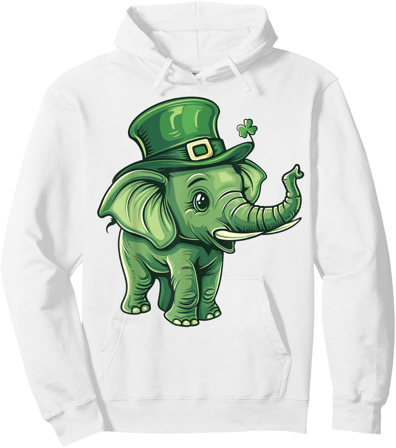 Elephant Shamrock Hat Saint Patricks Day Elephant Hoodie - Hoodie | White