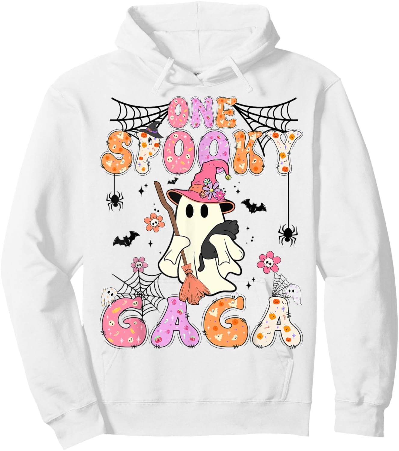 Groovy One Spooky Gaga Retro Halloween Cute Ghost Hoodie - Hoodie | White