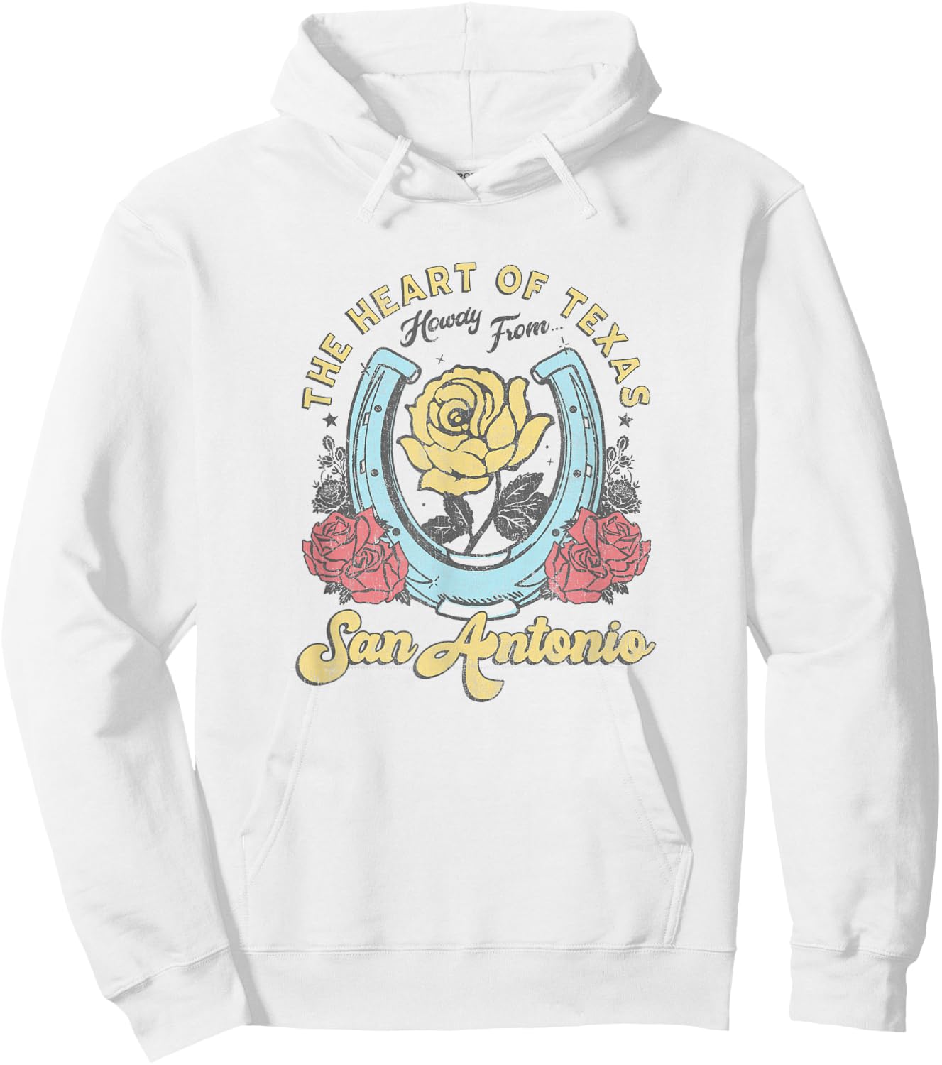 The Heart of Texas San Antonio Roses Horseshoe Hoodie - Hoodie | White