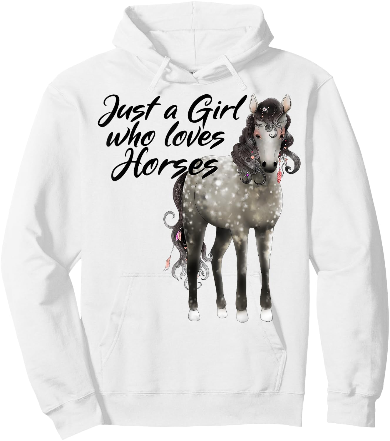 Just a Girl Who Loves Horses Dapple Horse Hoodie - Hoodie | White