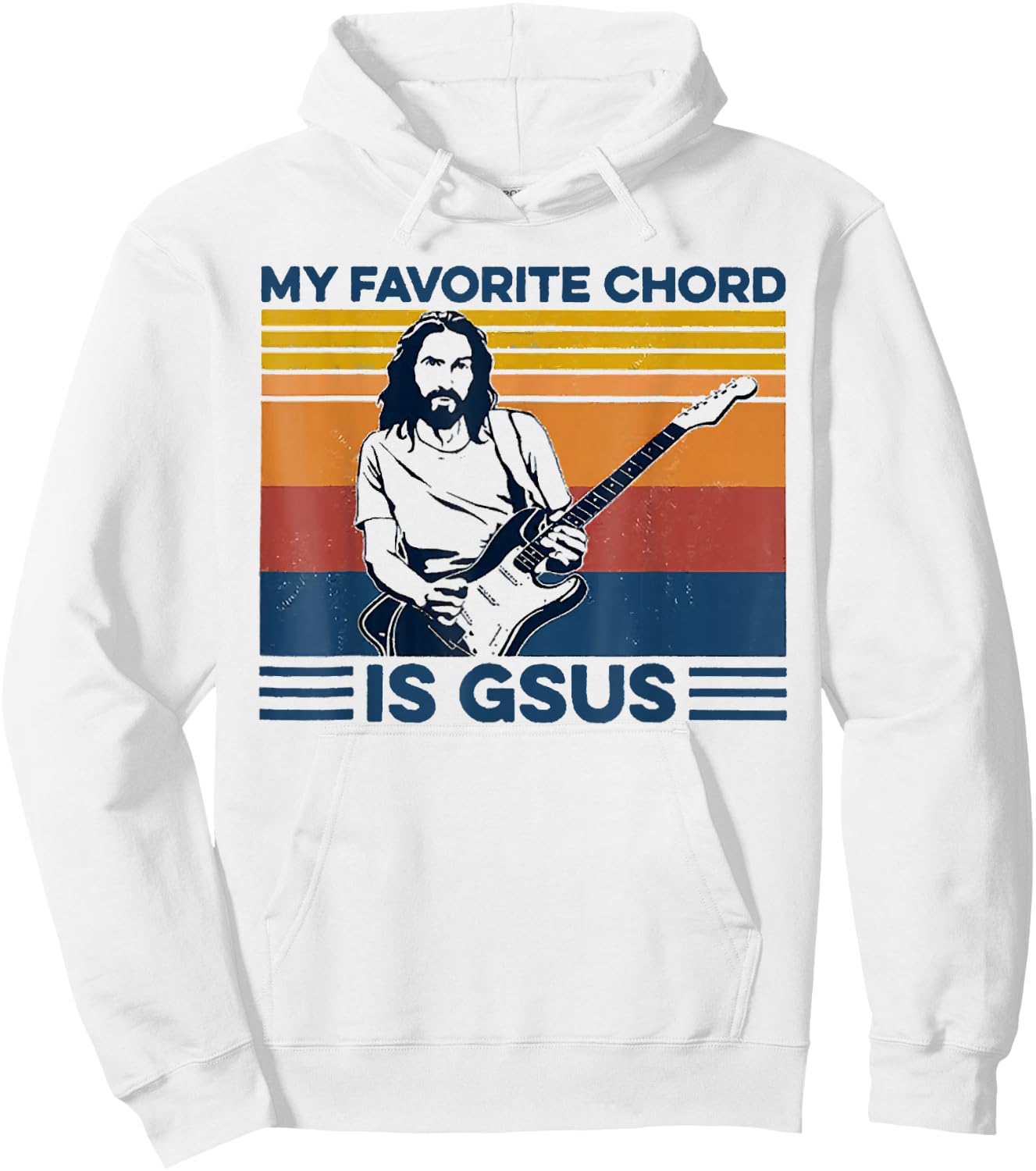My Favorite Chord is Gsus Jesus Playing Guitar Vintage Hoodie - Hoodie | White