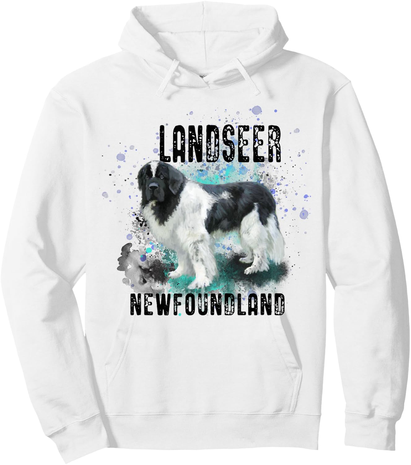 Brightly Painted Landseer Newfoundland Dog Breed Hoodie - Hoodie | White