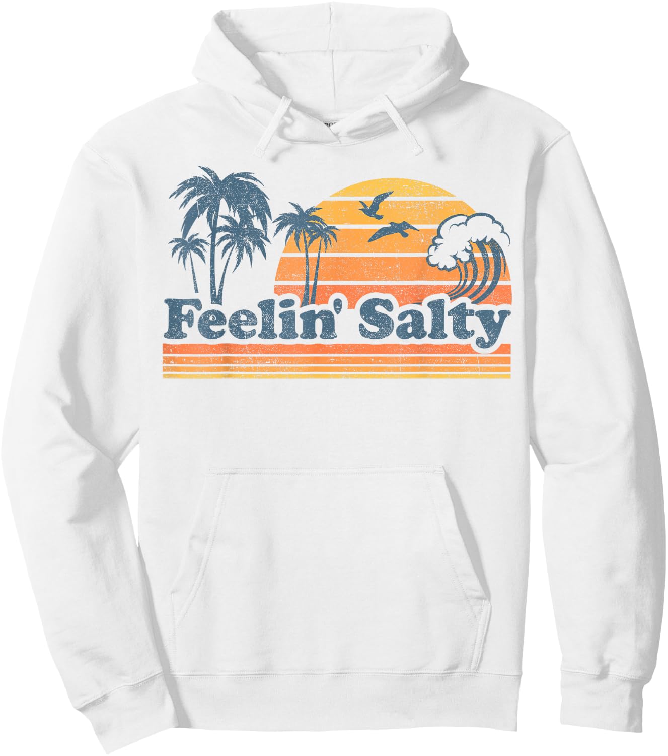 Funny Feelin Salty Beach Summer Vacation Vintage 70's Retro Hoodie - Hoodie | White