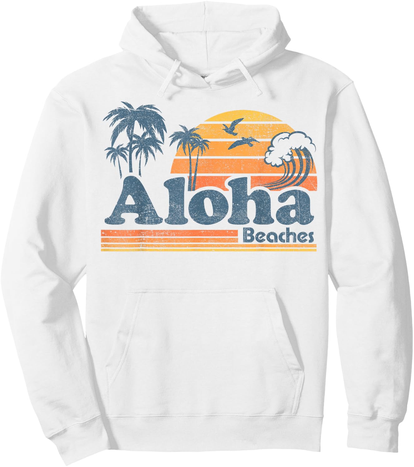 Aloha Beaches Hawaii Vintage Beach Surfing Retro Hawaiian Hoodie - Hoodie | White