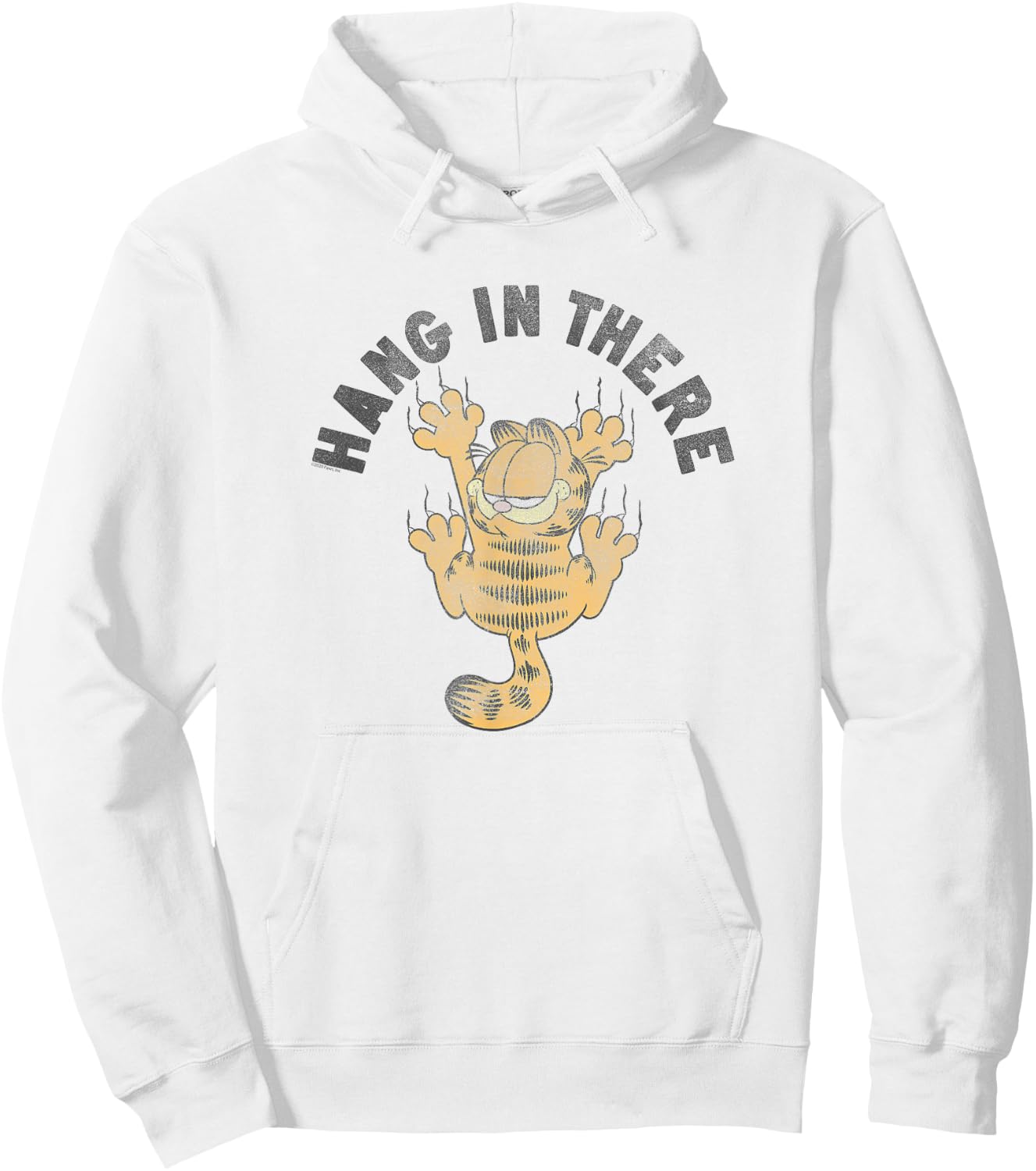Garfield Hang in There Claw Marks Cartoon Cat Hoodie - Hoodie | White