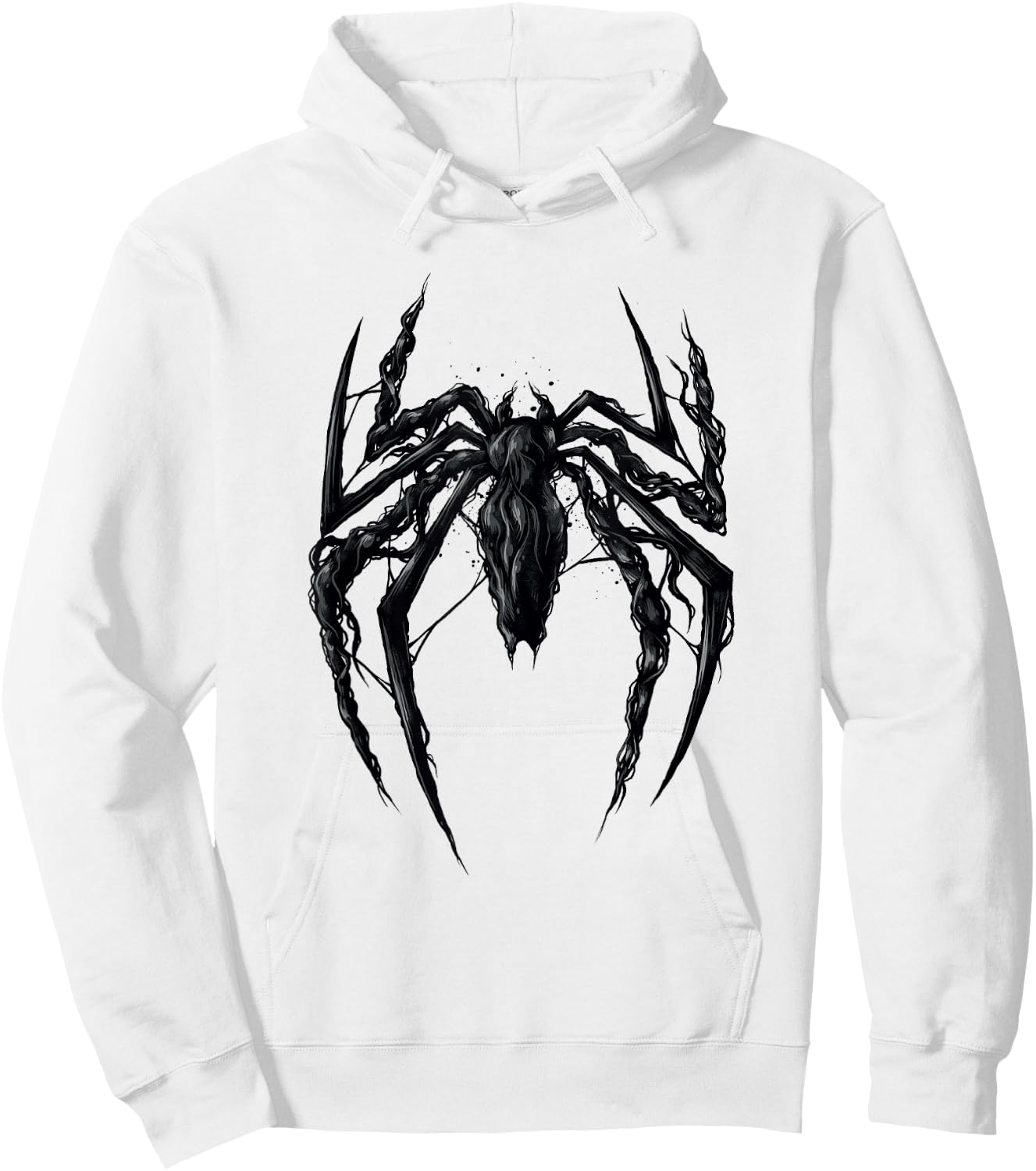 Marvel Spider-Man 2 Venomized Black Spider Chest Emblem Hoodie - Hoodie | White