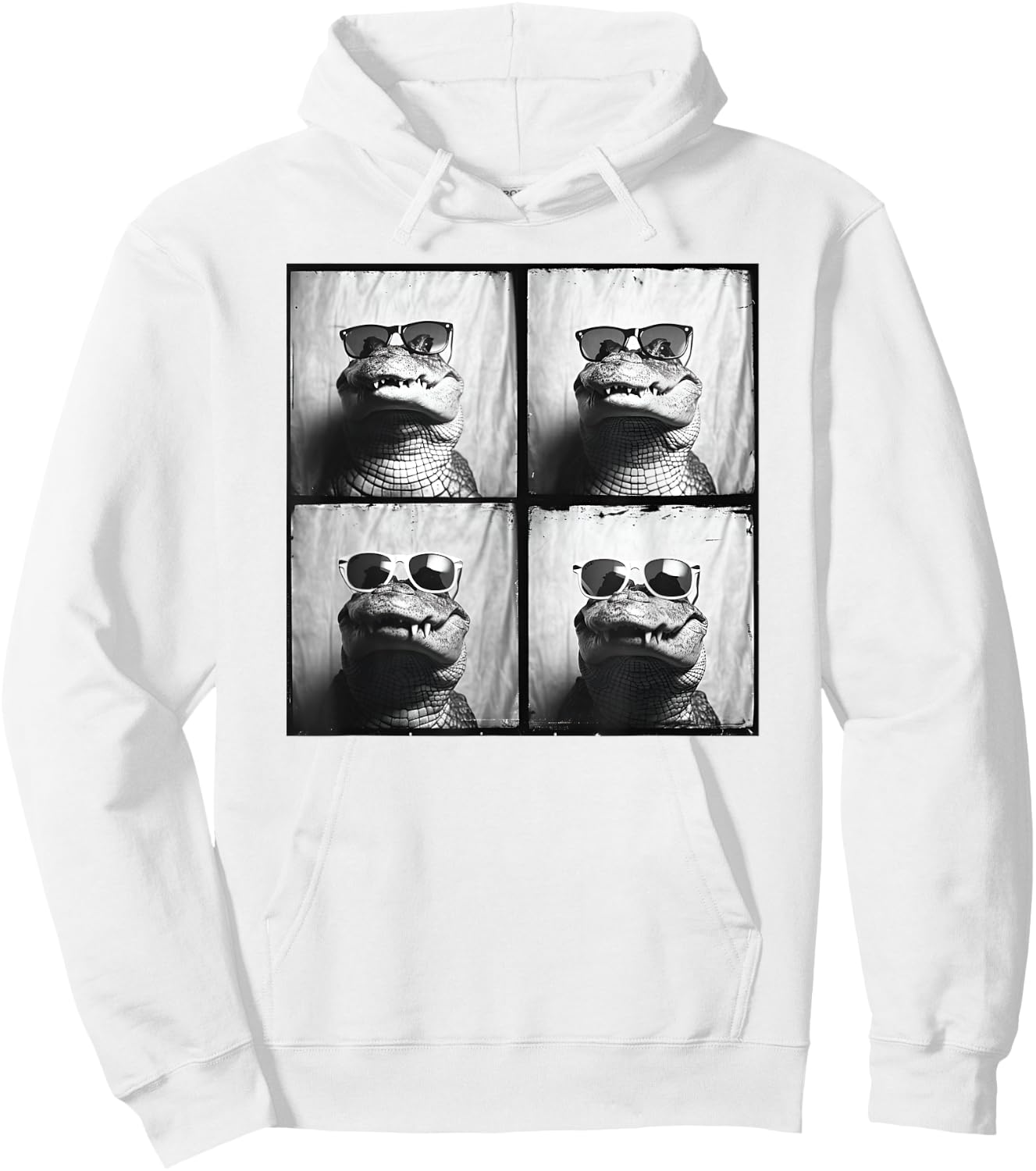 Crocodile Wearing Sunglasses Quirky Alligator Funny Animal Hoodie - Hoodie | White
