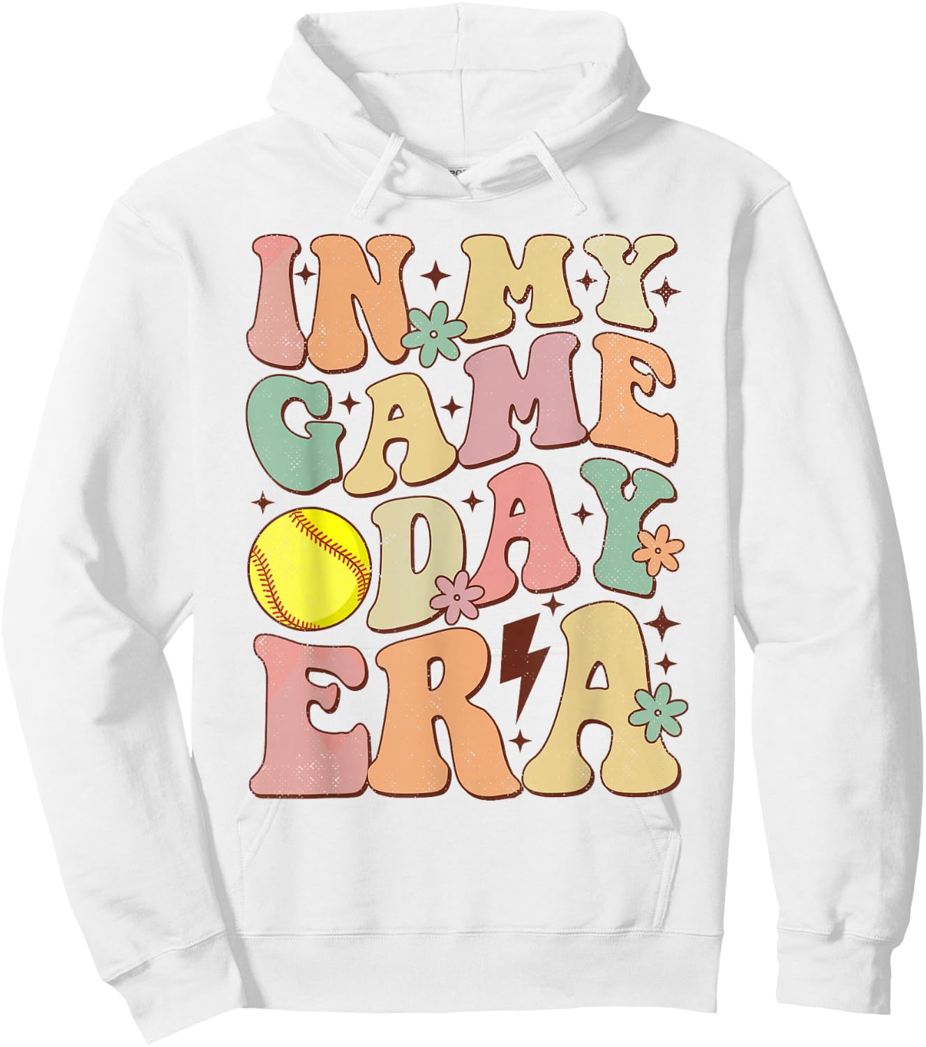 Groovy In My Game Day Era Softball Game Day Vibes Women Girl Hoodie - Hoodie | White