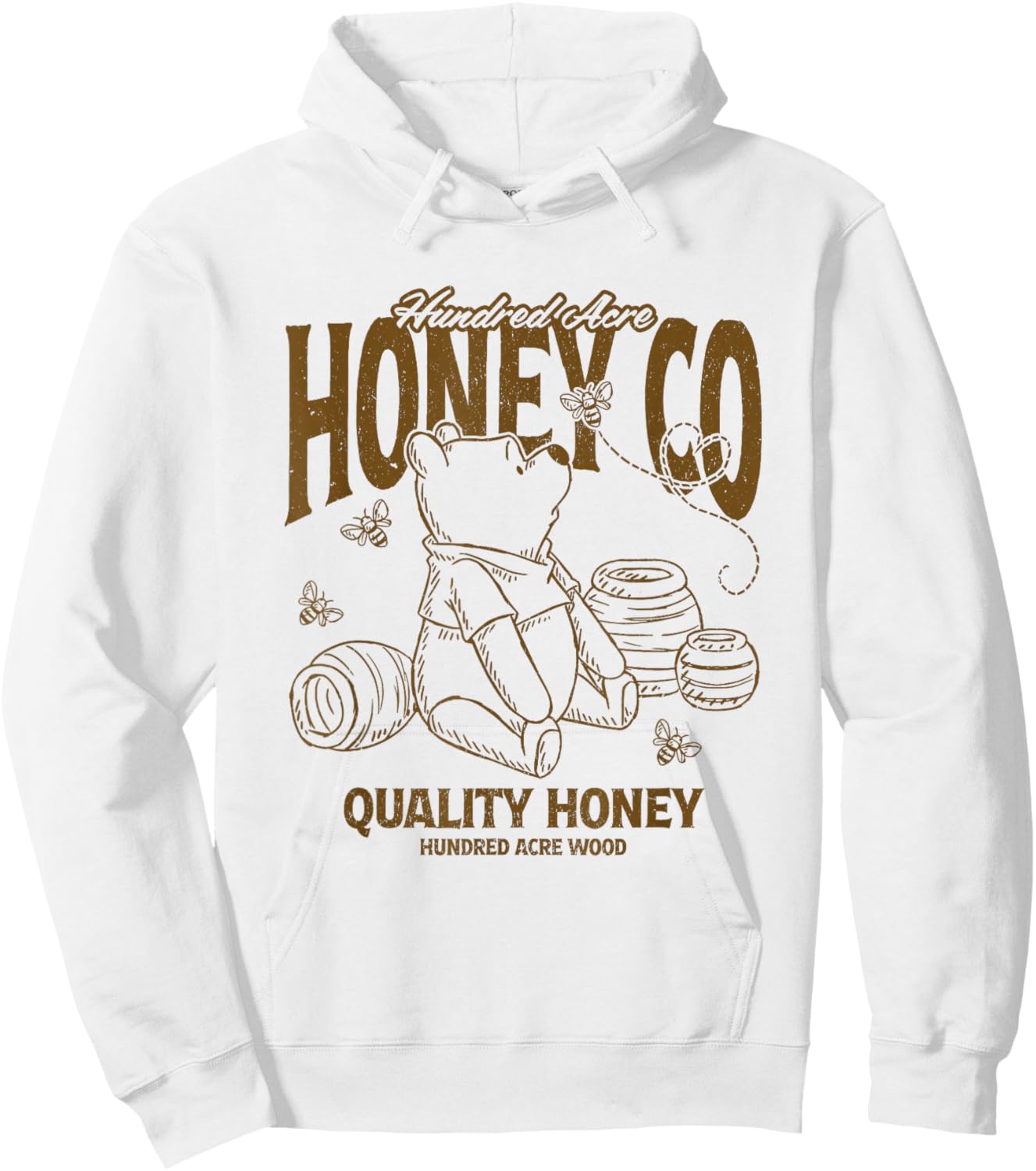 Disney Winnie the Pooh Hundred Acre Honey Co Big Chest Logo Hoodie - Hoodie | White