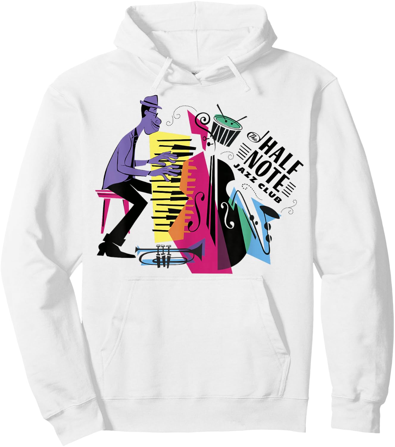 Disney Pixar Soul Half Note Jazz Club Collage Logo Hoodie - Hoodie | White