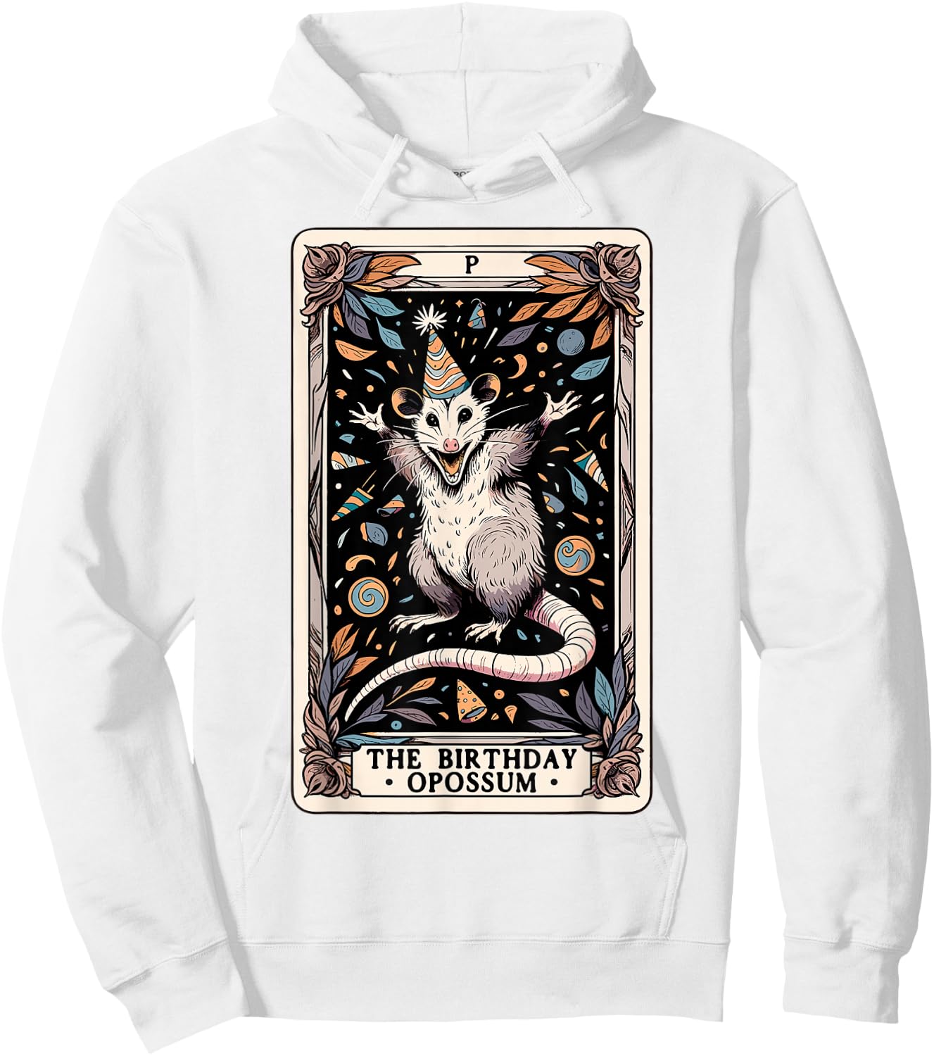 The Birthday Opossum Tarot Card Opossum Hoodie - Hoodie | White