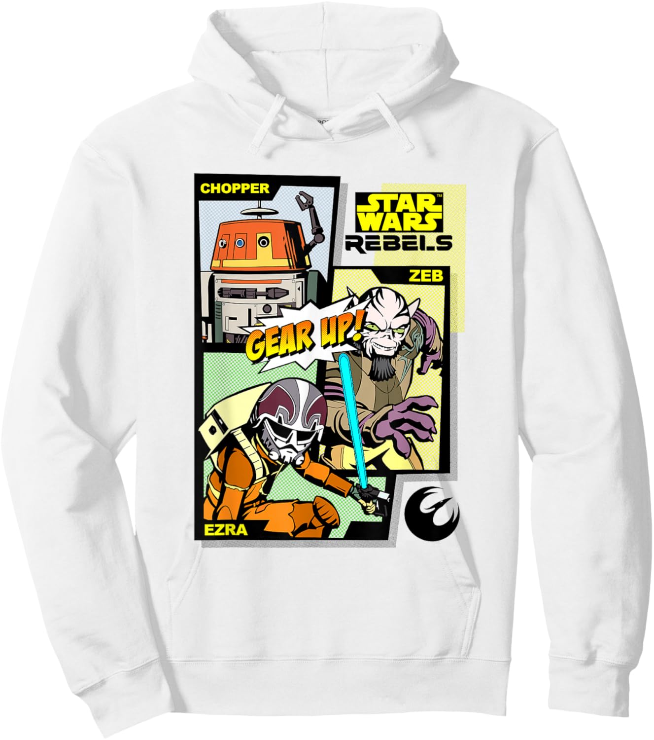 Star Wars Rebels Gear Up! Chopper Ezra & Zeb Comic Panels Hoodie - Hoodie | White