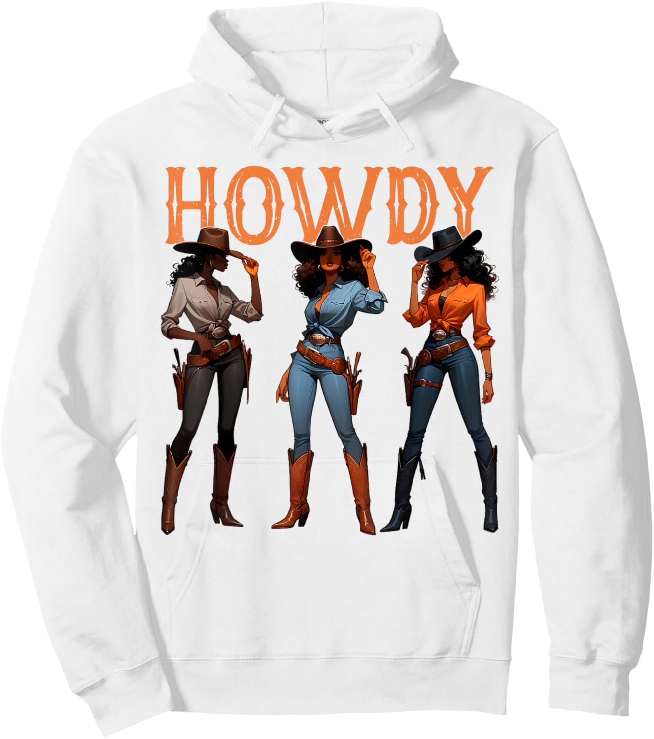 Black Cowgirl Western Rodeo Melanin History Howdy Hoodie - Hoodie | White