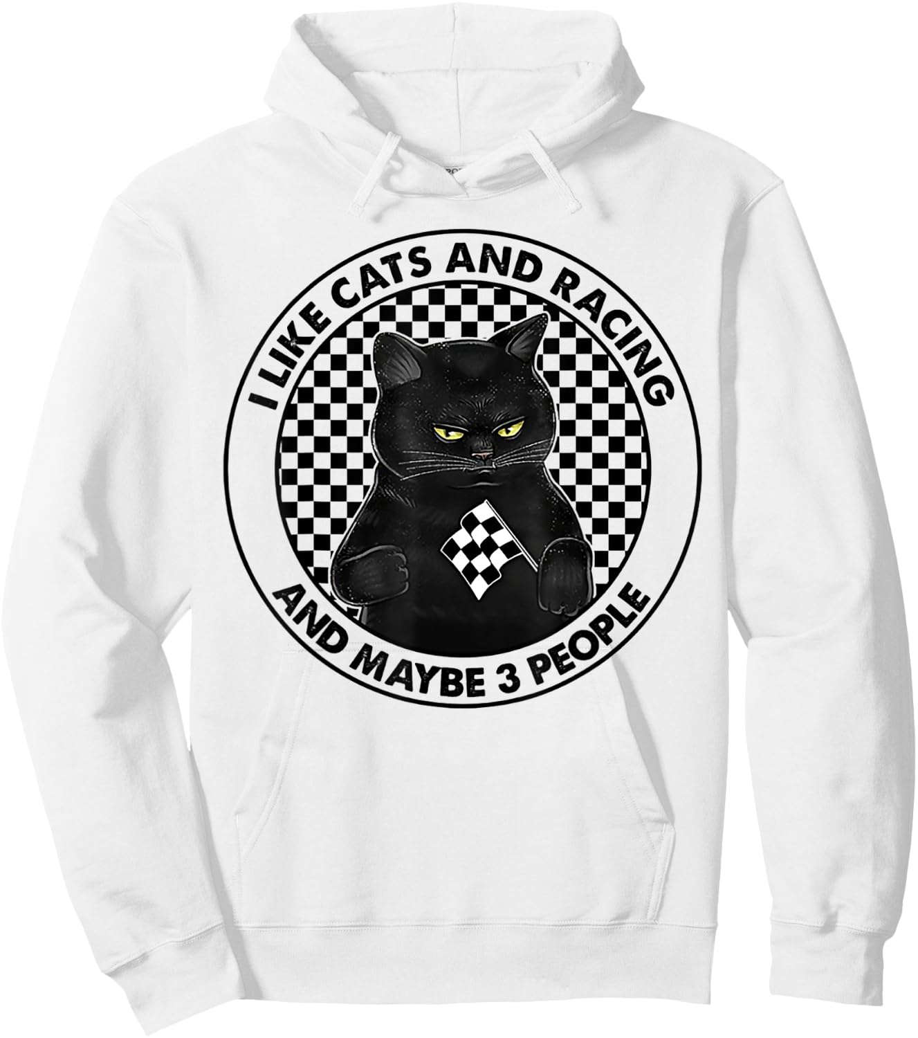 I Like Cats And Racing And Maybe 3 People Hoodie - Hoodie | White