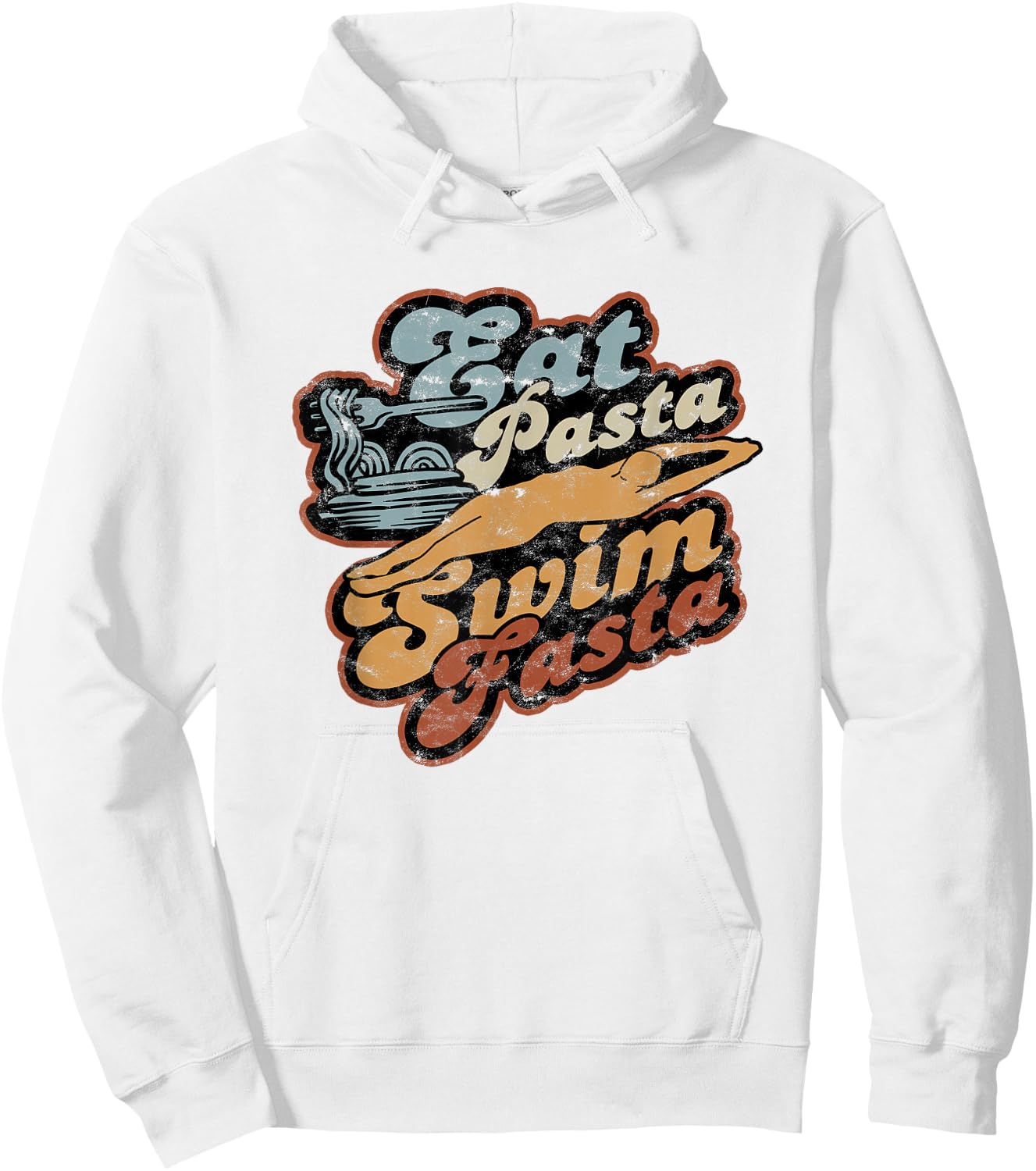 Eat Pasta Swim Fasta Swimmer - Vintage Swimming Hoodie - Hoodie | White