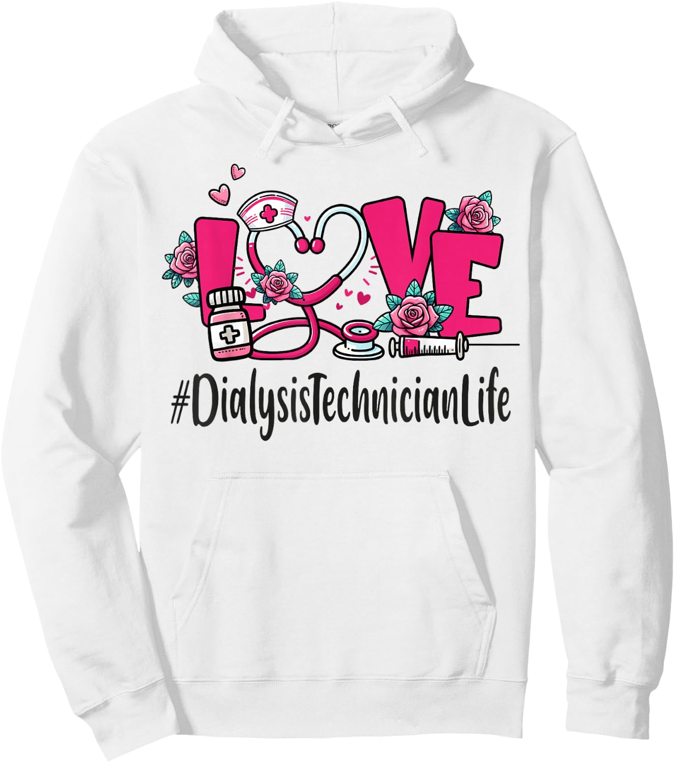 Dialysis Technician Love Valentines Day Cute Appreciation Hoodie - Hoodie | White