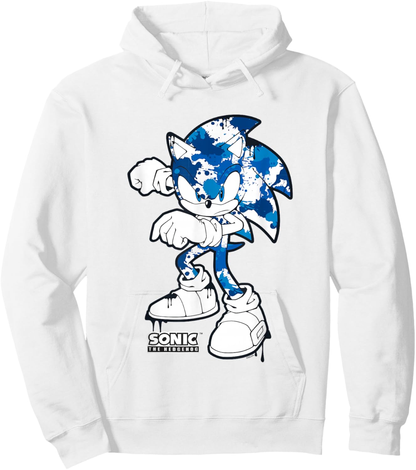 Sonic The Hedgehog Dripping Paint Urban Style Portrait Hoodie - Hoodie | White