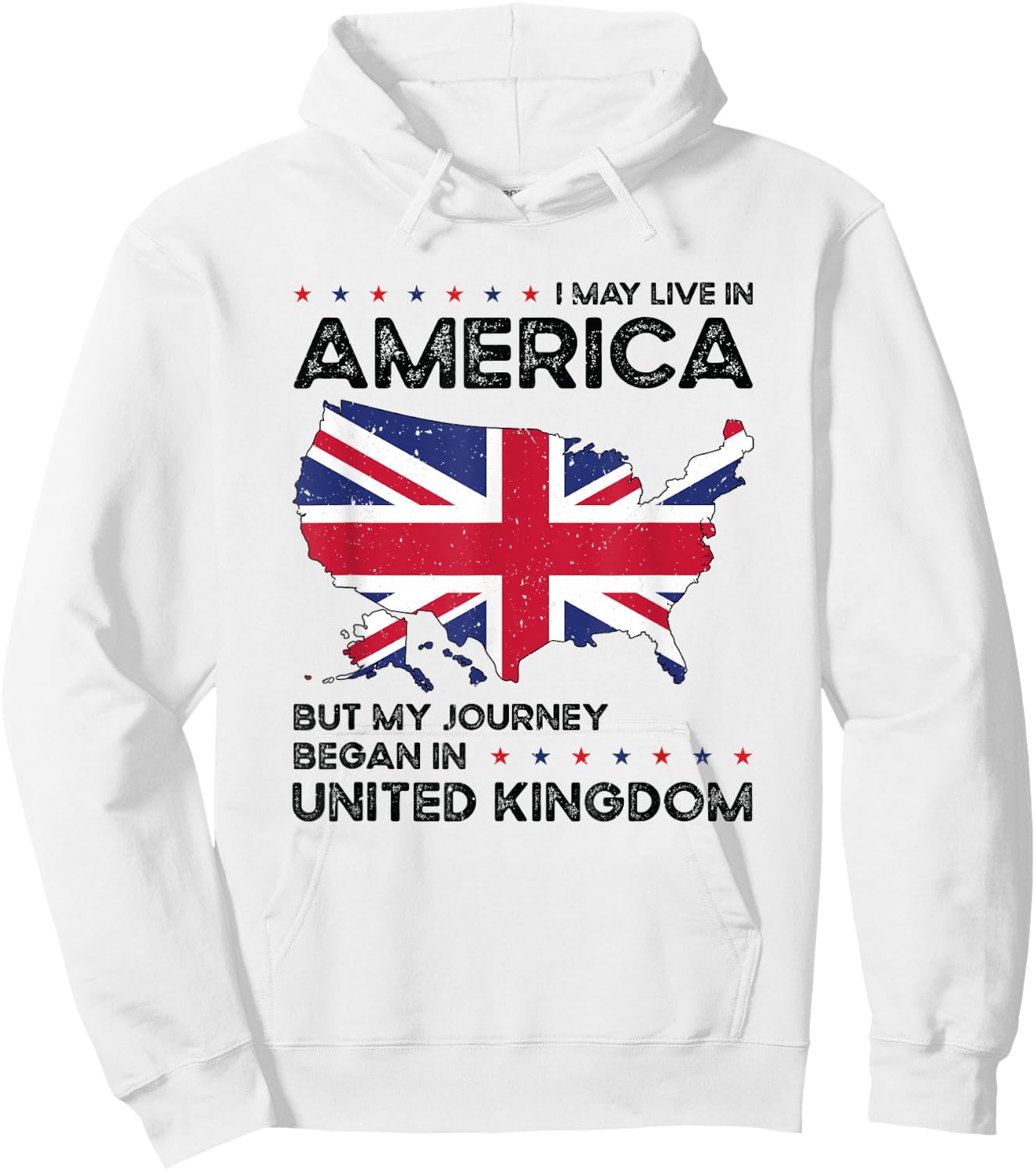British American Patriot USA Grown United Kingdom UK US Flag Hoodie - Hoodie | White