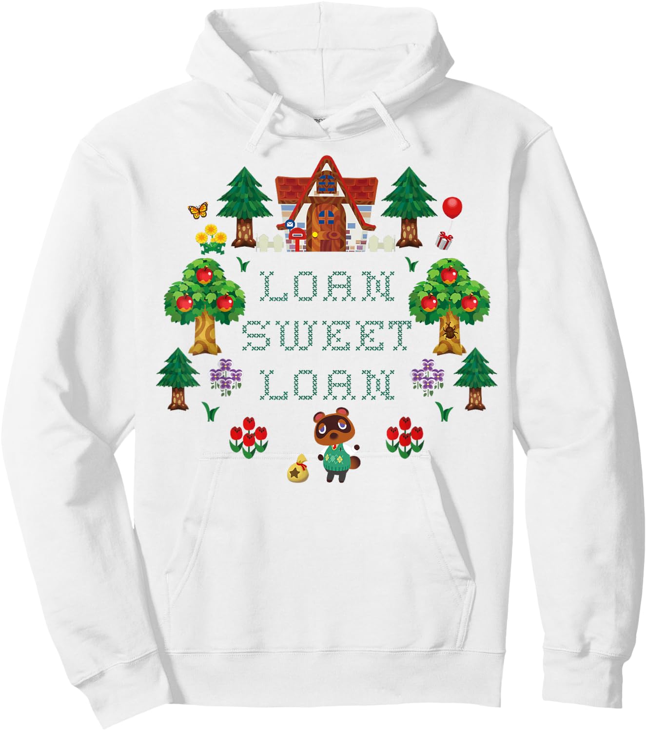 Animal Crossing Loan Sweet Loan Traditional Stitch Logo Hoodie - Hoodie | White