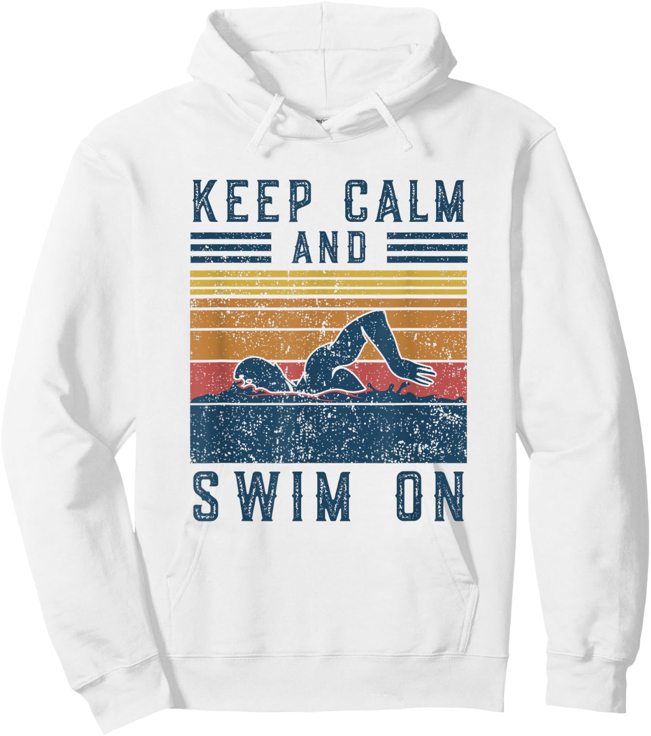 Funny Saying Vintage Keep Calm and Swim On Swimming Hoodie - Hoodie | White