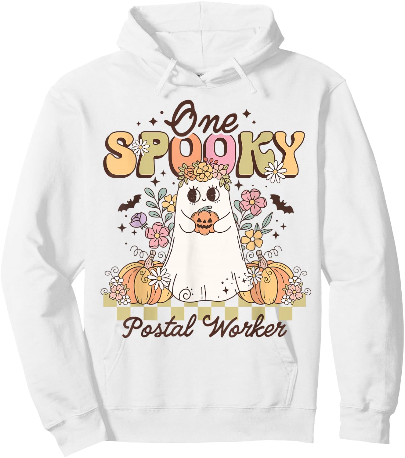Groovy One Spooky Postal Worker Halloween Ghost Pumpkin Hoodie - Hoodie | White