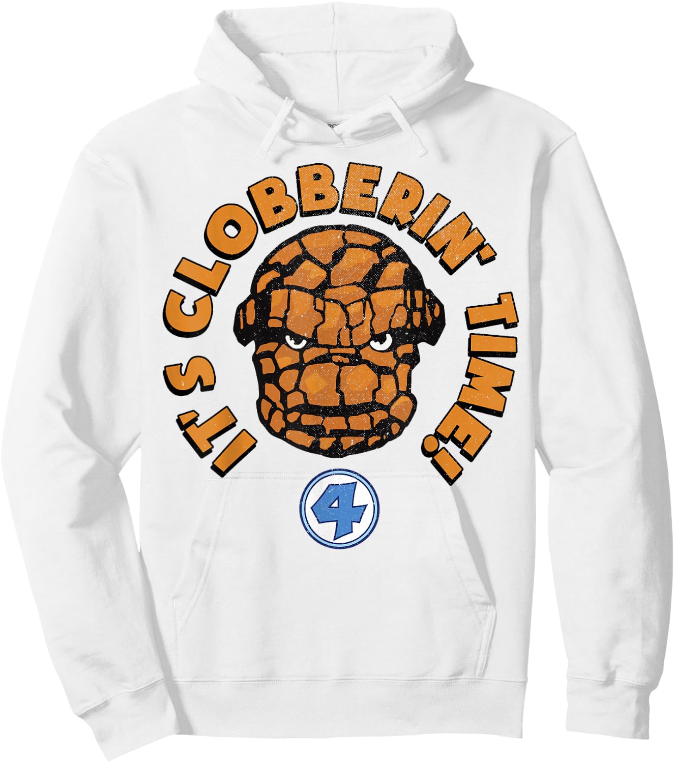 Marvel Fantastic Four The Thing Clobberin' Time Big Face Hoodie - Hoodie | White