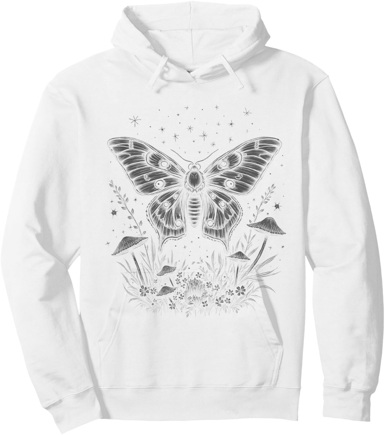 Cute Fairycore Floral Moth Aesthetic Women Girls Hoodie - Hoodie | White