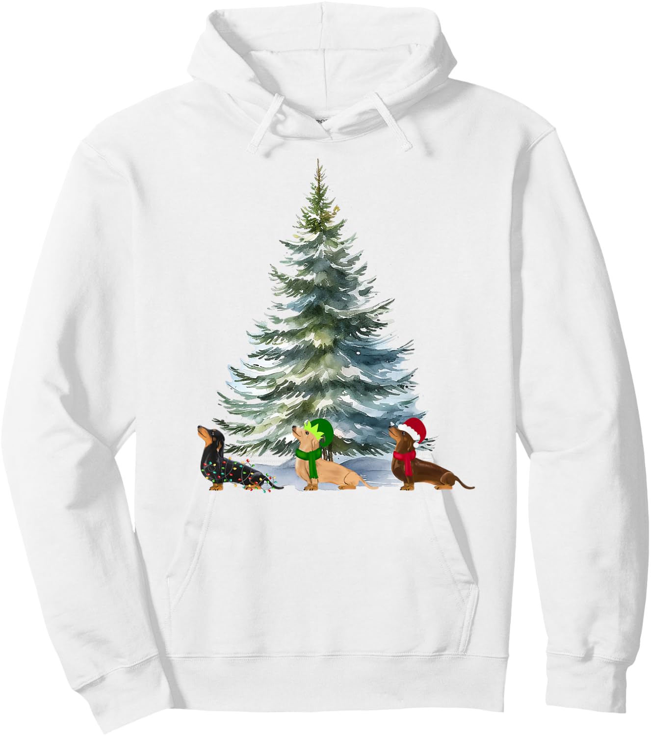 Dachshund Christmas Tree Holiday Funny Wiener Dog Lover Gift Hoodie - Hoodie | White