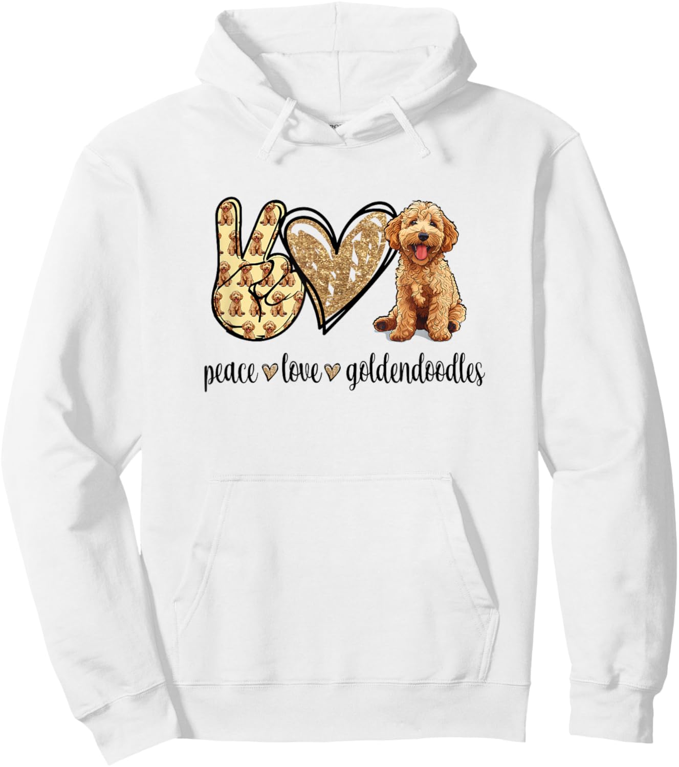 Funny Cute Girls Kids Peace Love Goldendoodles Lover Hoodie - Hoodie | White