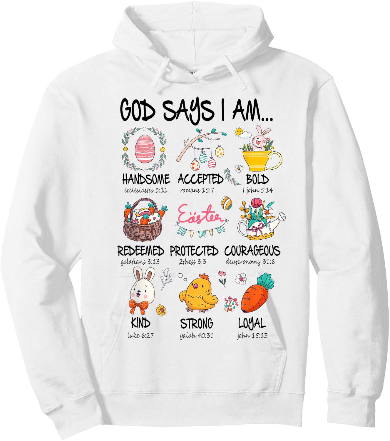 Cute God Says I Am Christian Jesus Happy Easter Day Girl Kid Hoodie - Hoodie | White