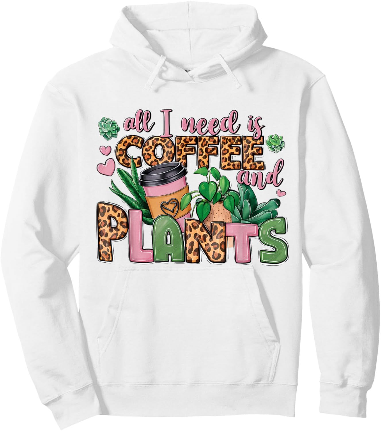 All I Need Is Coffee And Plants leopard skin coffee lover Hoodie - Hoodie | White