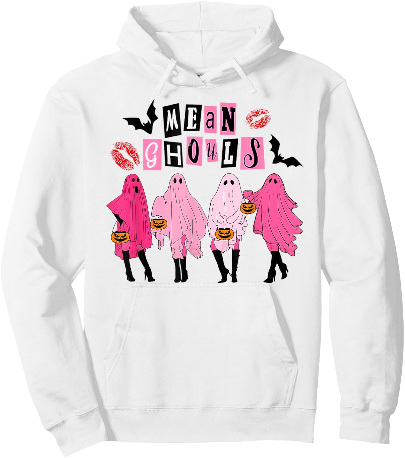 Cute Ghost Mean Ghouls Funny Halloween Spooky Season Hoodie - Hoodie | White
