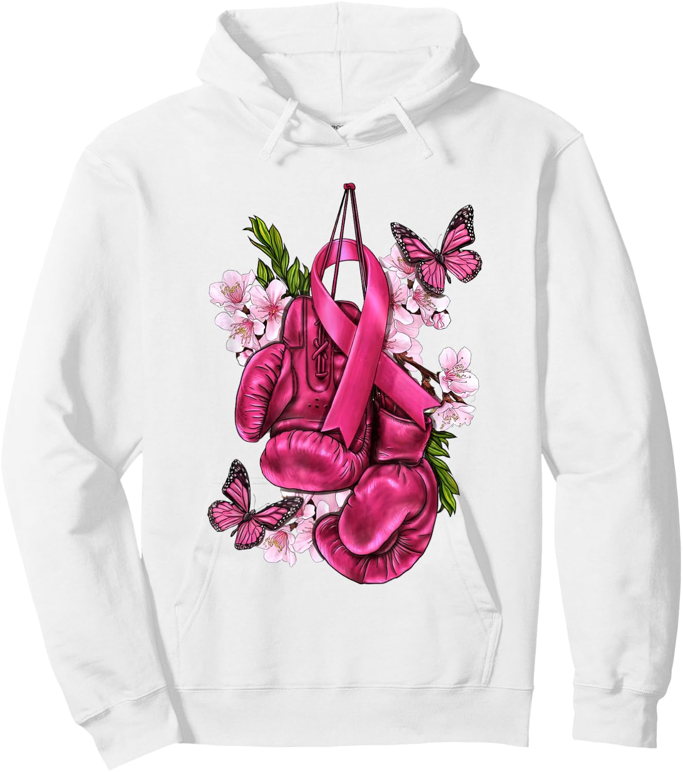 Fight Breast Cancer Awareness Pink Boxing Gloves Pink Ribbon Hoodie - Hoodie | White