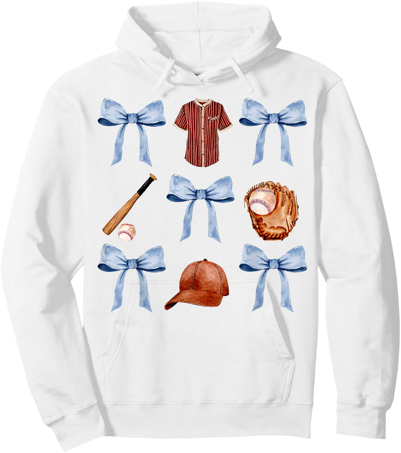 Baseball Coquette Bow Mothers Day Baseball Mama Hoodie - Hoodie | White