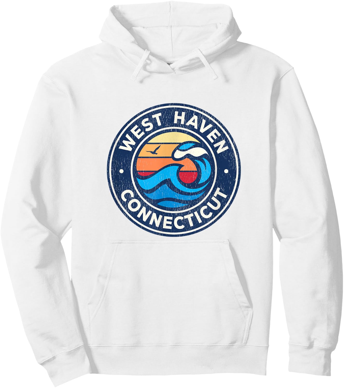 West Haven Connecticut CT Vintage Nautical Waves Design Hoodie - Hoodie | White