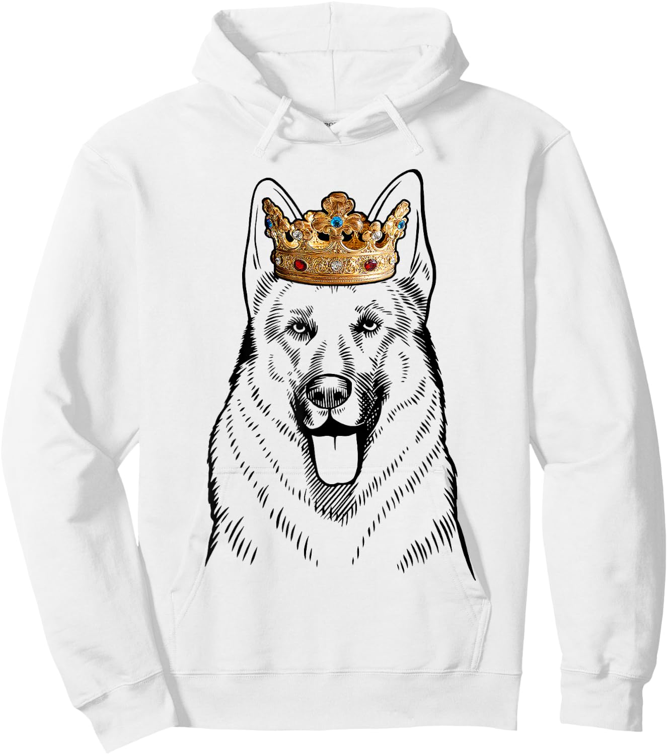 German Shepherd Dog Wearing Crown Hoodie - Hoodie | White