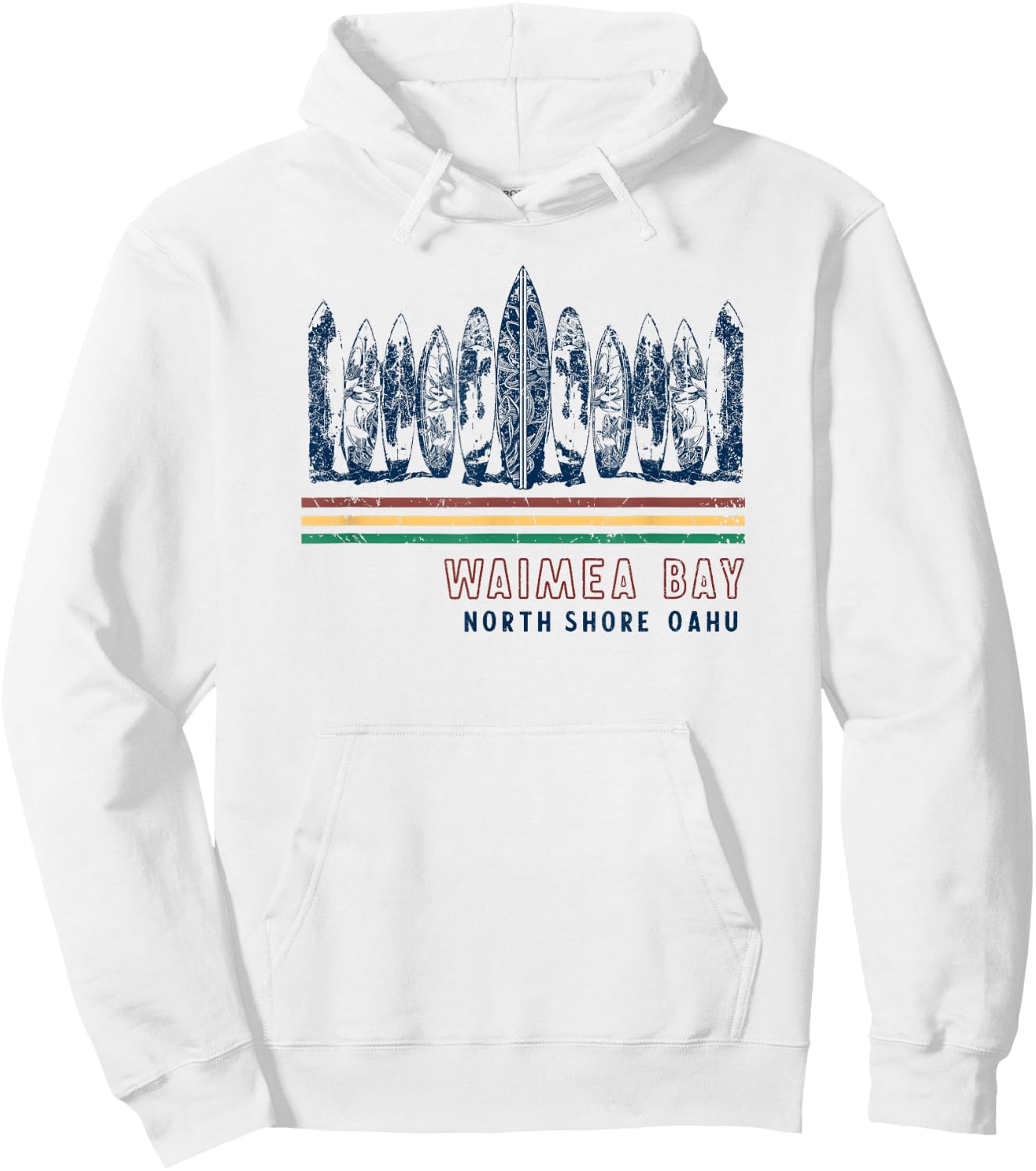 Hawaii North Shore Oahu Waimea Bay Retro Surfing Hoodie - Hoodie | White